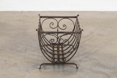 English Mid 20thC Brutalist Wrought Iron Log Basket