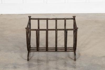 English Mid 20thC Brutalist Wrought Iron Log Basket