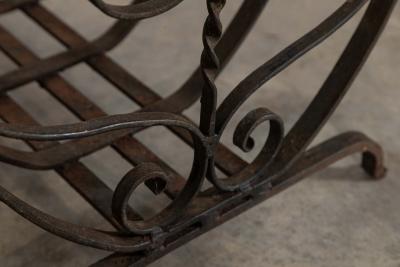 English Mid 20thC Brutalist Wrought Iron Log Basket