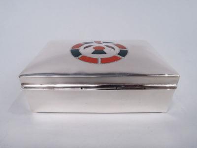 English Modern Sterling Silver Box with Scottish Agate Thistle
