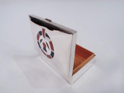 English Modern Sterling Silver Box with Scottish Agate Thistle