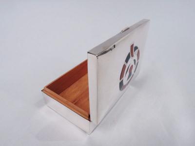 English Modern Sterling Silver Box with Scottish Agate Thistle