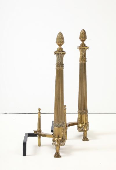 English Neoclassical Brass Andirons