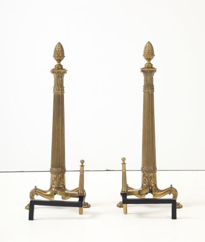 English Neoclassical Brass Andirons