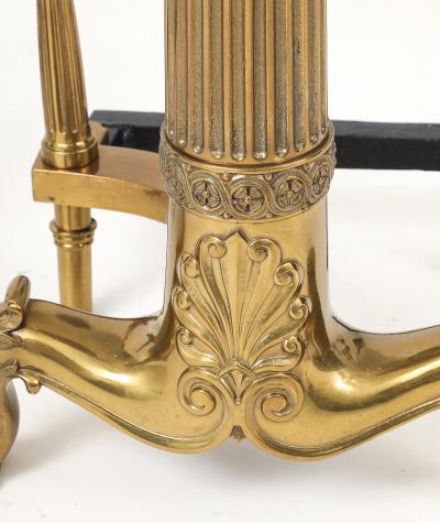 English Neoclassical Brass Andirons