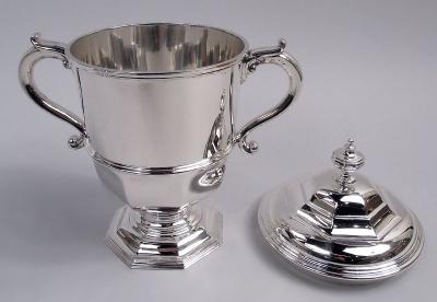 English Neoclassical Sterling Silver Covered Urn Trophy Cup 1958