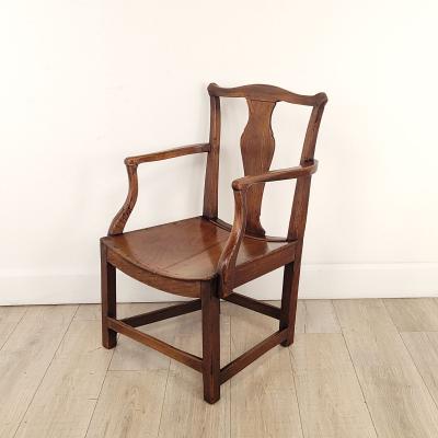 English Oak Armchair with Saddle Seat 19th century or earlier