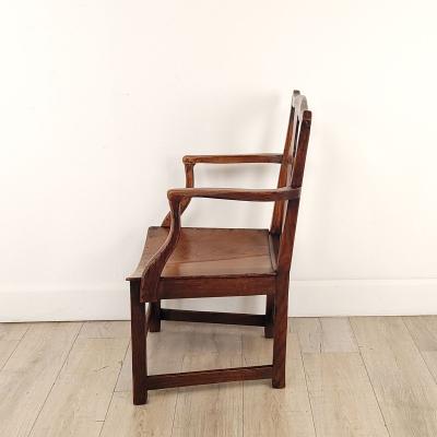 English Oak Armchair with Saddle Seat 19th century or earlier