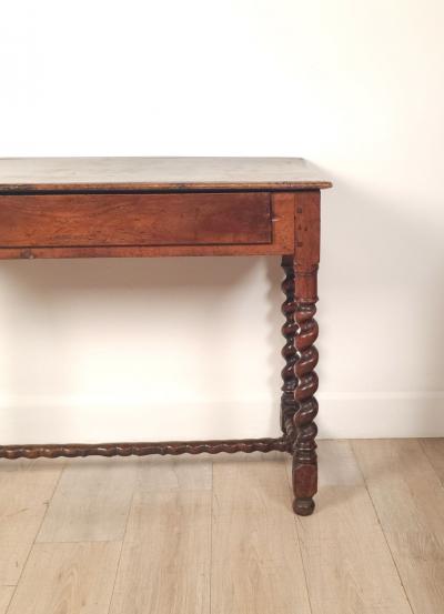 English Oak Barley Twist Tavern Table with Drawer 18th century