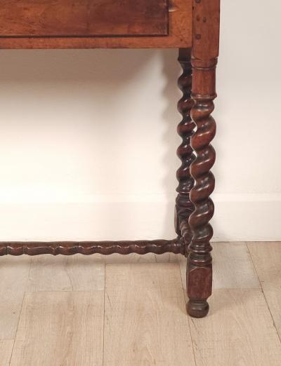 English Oak Barley Twist Tavern Table with Drawer 18th century
