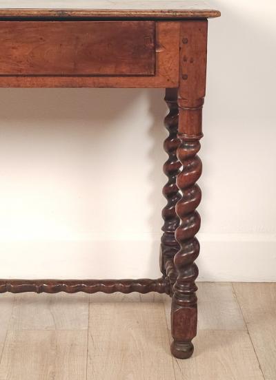 English Oak Barley Twist Tavern Table with Drawer 18th century