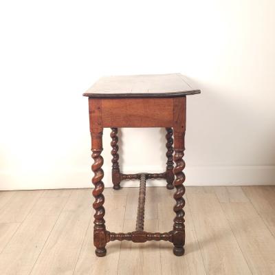 English Oak Barley Twist Tavern Table with Drawer 18th century