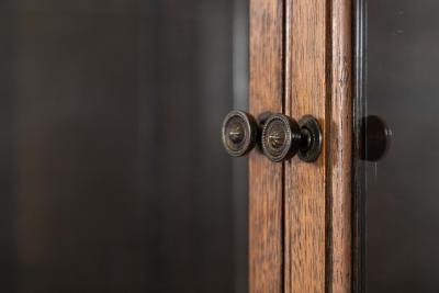 English Oak Carved Modular Glazed Bookcase