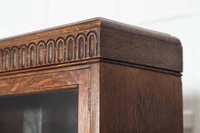English Oak Carved Modular Glazed Bookcase