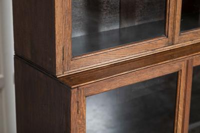 English Oak Carved Modular Glazed Bookcase