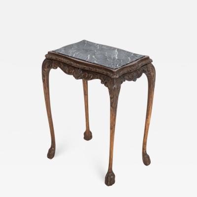 English Oak Faux Marble Lion Paw Side Table