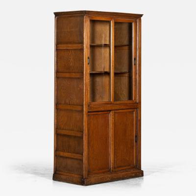 English Oak Glazed Haberdashery Cabinet
