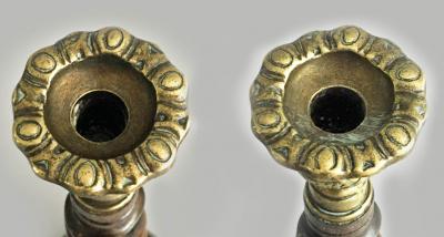 English Oak Open Barley Twist Candlesticks a Pair