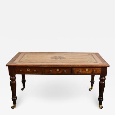 English Oak Writing Table with Inlaid Top