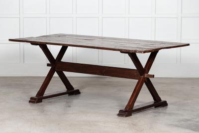 English Oak X Framed Farmhouse Refectory Table
