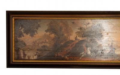 English Oil Painting On Board Of A Fox Hunting Scene