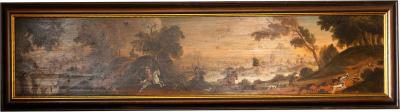 English Oil Painting On Board Of A Fox Hunting Scene