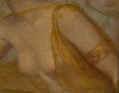 English Oil Painting of Lady with Urn
