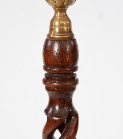 English Open Twist Oak Candlesticks