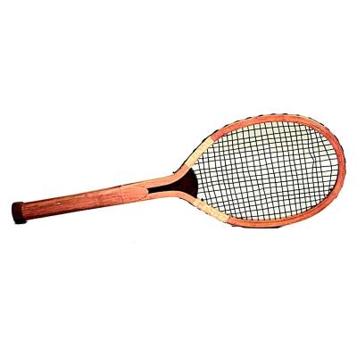 English Oversized Wooden Tennis Racket Wall Plaque