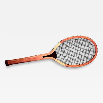 English Oversized Wooden Tennis Racket Wall Plaque