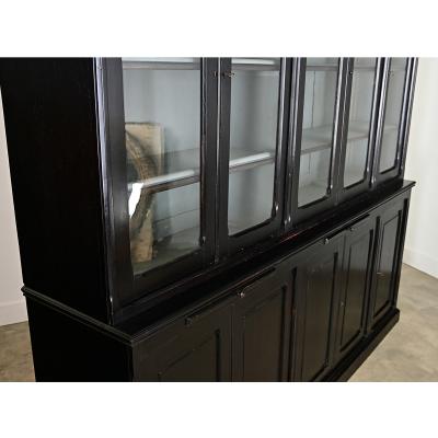 English Painted Ebonized Large Bookcase