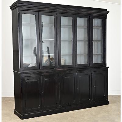 English Painted Ebonized Large Bookcase