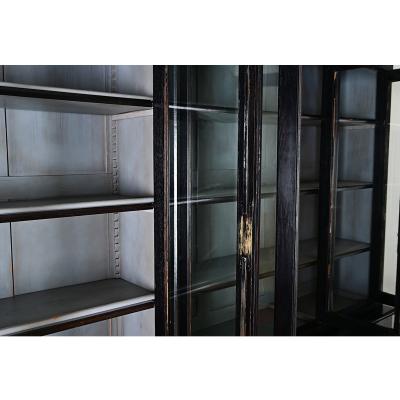 English Painted Ebonized Large Bookcase