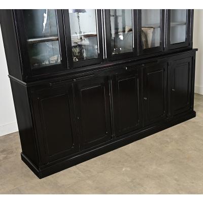English Painted Ebonized Large Bookcase