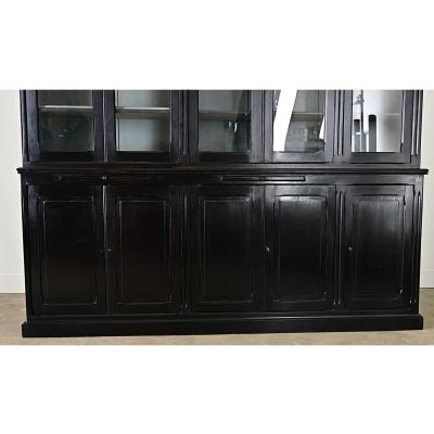 English Painted Ebonized Large Bookcase