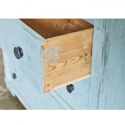 English Painted Pine Blue Chest of Drawers