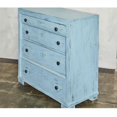 English Painted Pine Blue Chest of Drawers