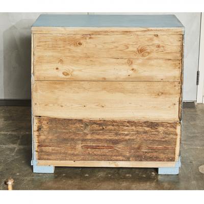 English Painted Pine Blue Chest of Drawers