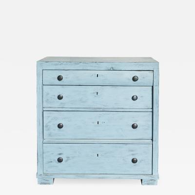 English Painted Pine Blue Chest of Drawers