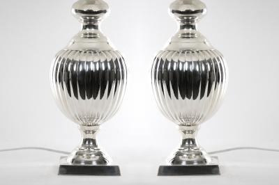 English Pair Mid 20th Century Silver Plate Table Lamp