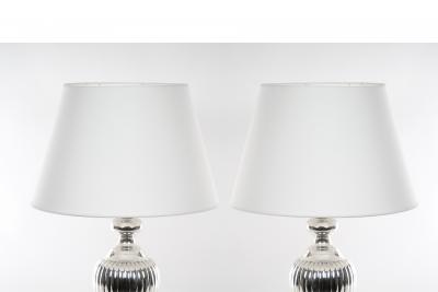 English Pair Mid 20th Century Silver Plate Table Lamp