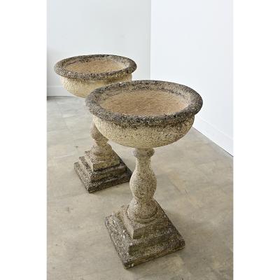English Pair of 19th Century Cast Stone Planters