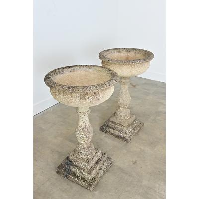 English Pair of 19th Century Cast Stone Planters