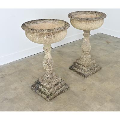 English Pair of 19th Century Cast Stone Planters