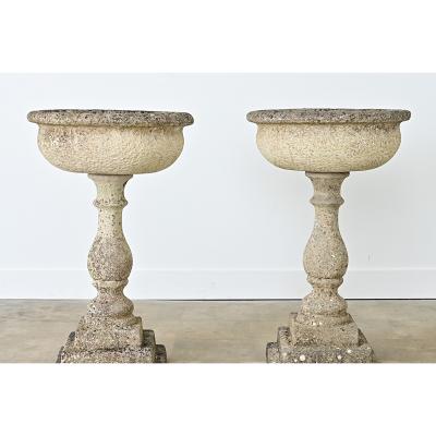 English Pair of 19th Century Cast Stone Planters