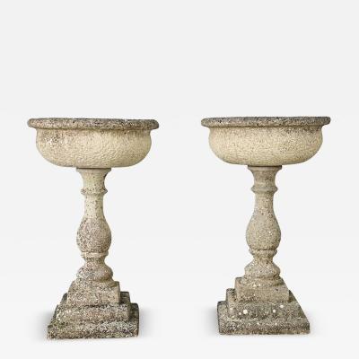 English Pair of 19th Century Cast Stone Planters