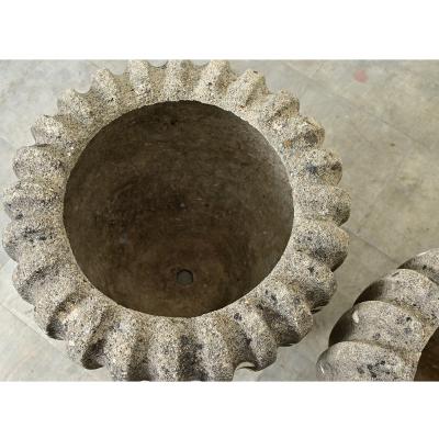 English Pair of Fluted Stone Planters
