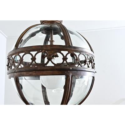 English Pair of Glass Globe Lanterns