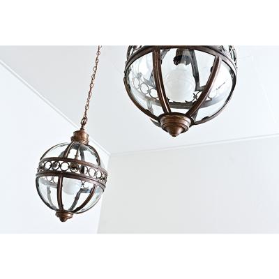 English Pair of Glass Globe Lanterns