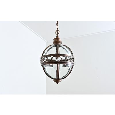 English Pair of Glass Globe Lanterns
